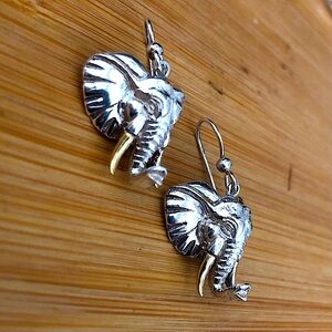 $74 Vintage Designer Estate Elephant Head Earrings Marked 925 MEX 16.4 Grams